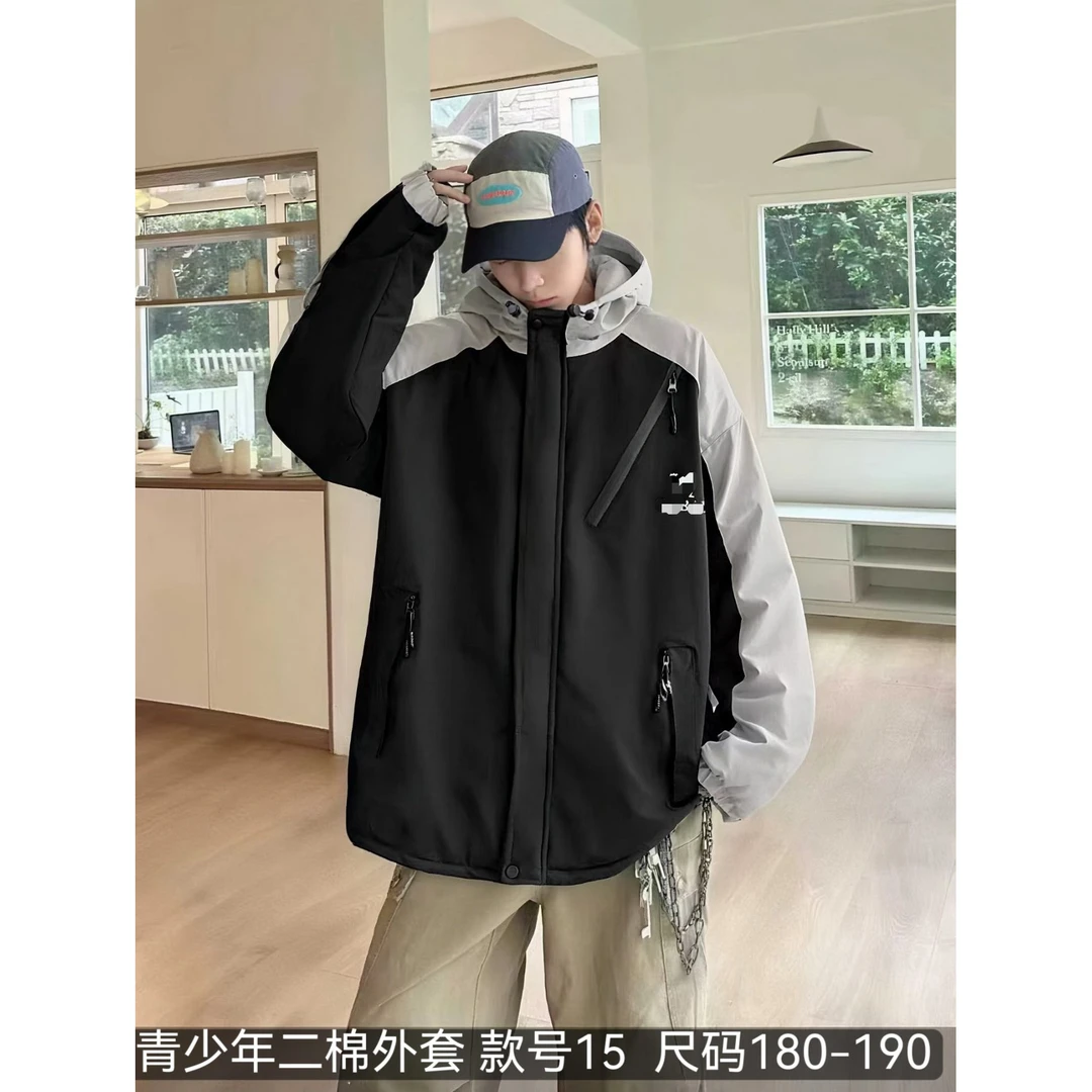 【15-灰色】青少年冬款棉衣外套