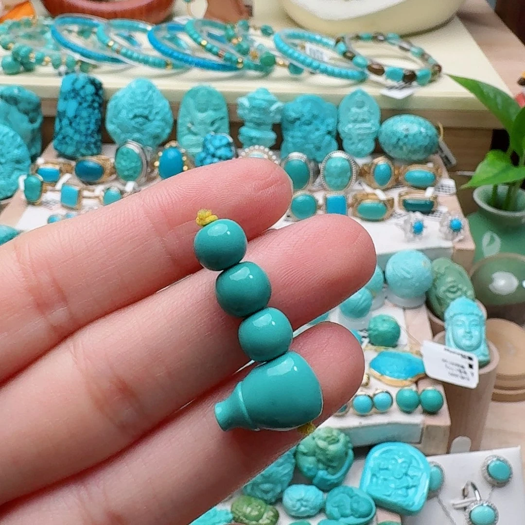 绿松石未镶嵌高瓷高绿三通套装7.4