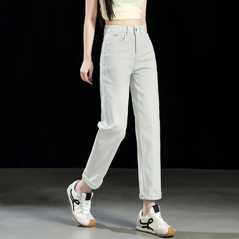 牛仔裤女2025年夏季薄款宽松哈伦小脚裤高腰显瘦小个子萝卜老爹裤