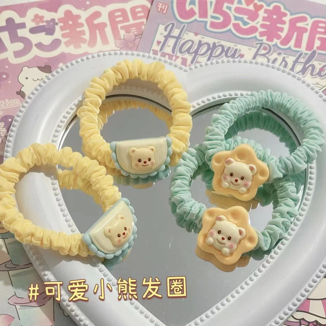 可爱奶呼呼腮红小熊发圈ins风少女小肠圈奶酪高颜值甜美发绳发饰