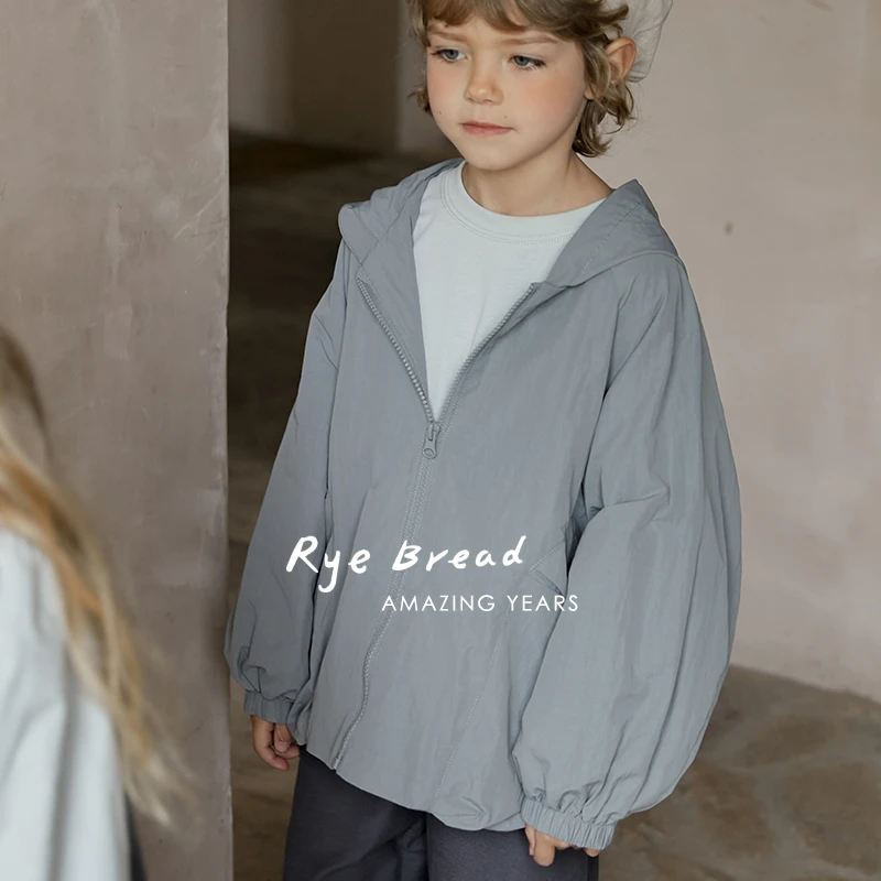 黑面包童装 W韩系拉链隐藏口袋男中大童连帽外套4春秋牛牛