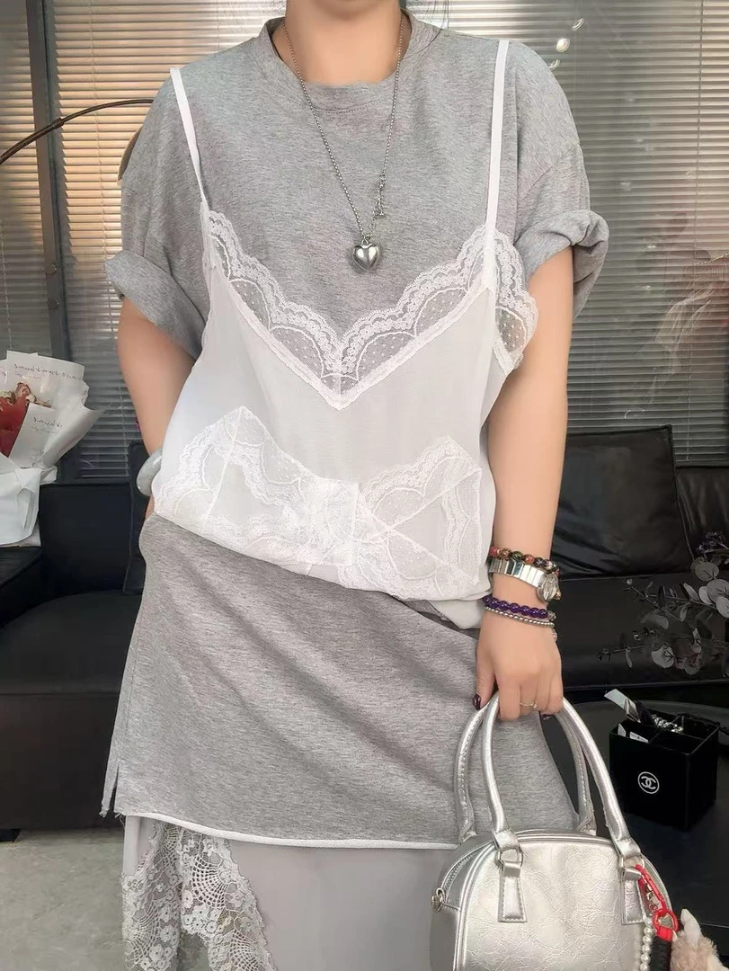 《赵小姐推荐》假两件套蝴蝶结体恤