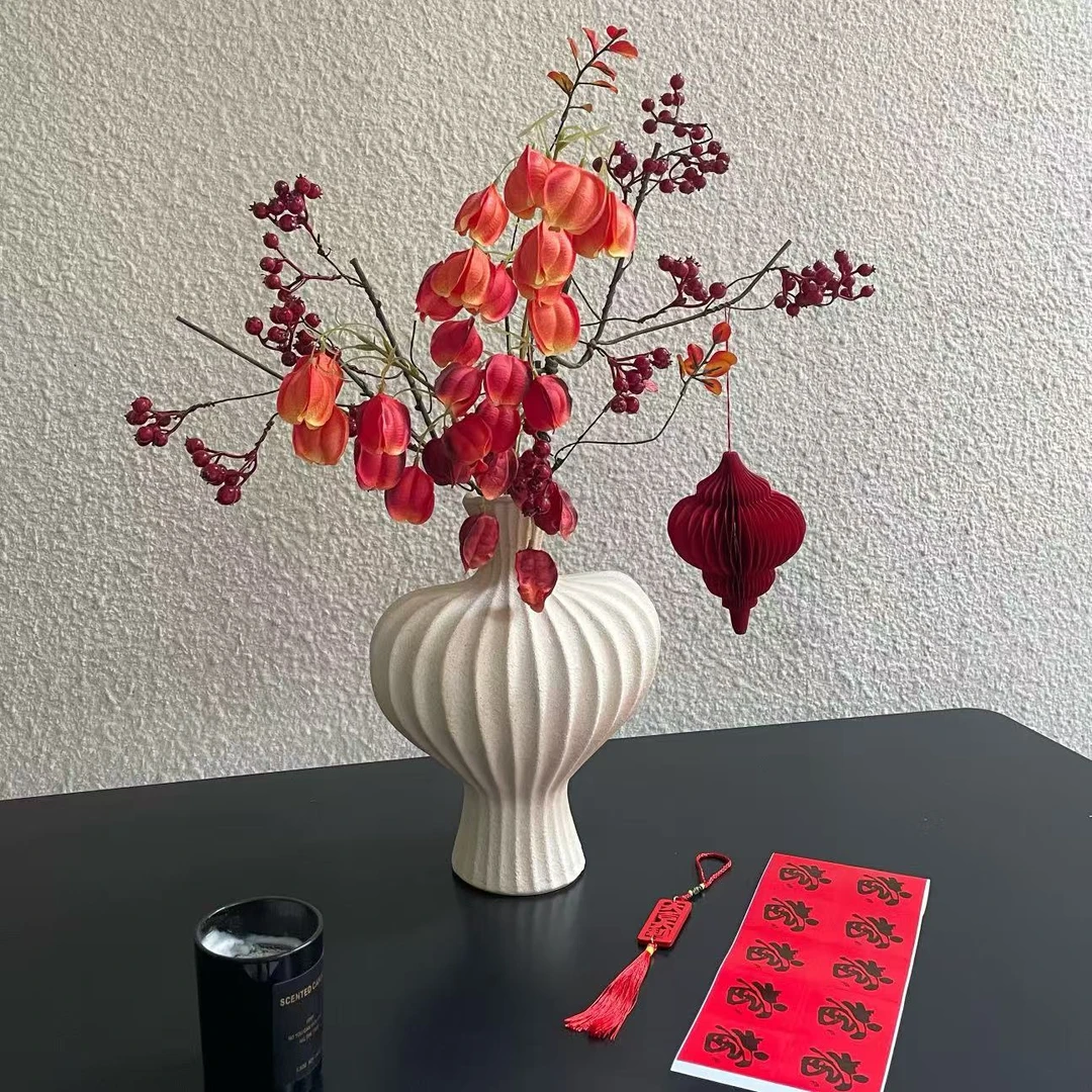 鸿运 年宵花婚庆乔迁摆件假花仿真花陶瓷瓶玄关茶几餐桌摆件