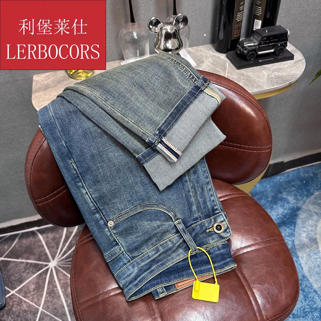 (八分/九分/长裤）微锥修身小直筒高端弹力复古怀旧男四季款牛仔裤