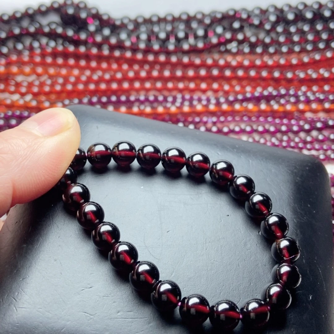 石榴石手链未镶嵌7酒红色9a高品质
