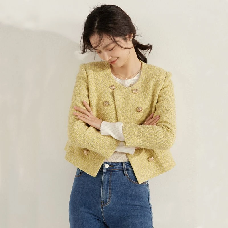 【当天发+运费险】双排扣小香风外套法式名媛气质短款上衣时尚YY210