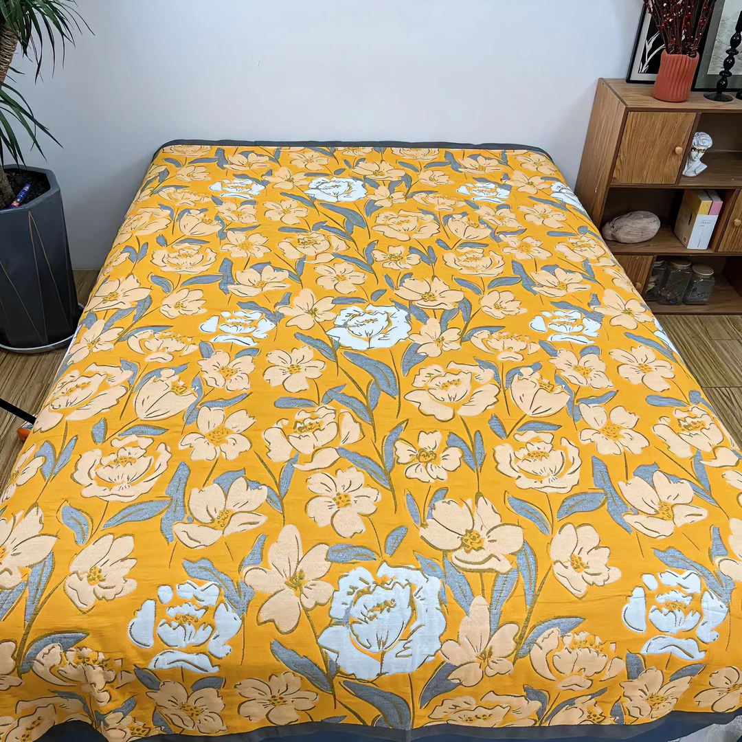 【栀子花】- 柔软盖毯-（六层纱布）150*200多功能双面双层超柔