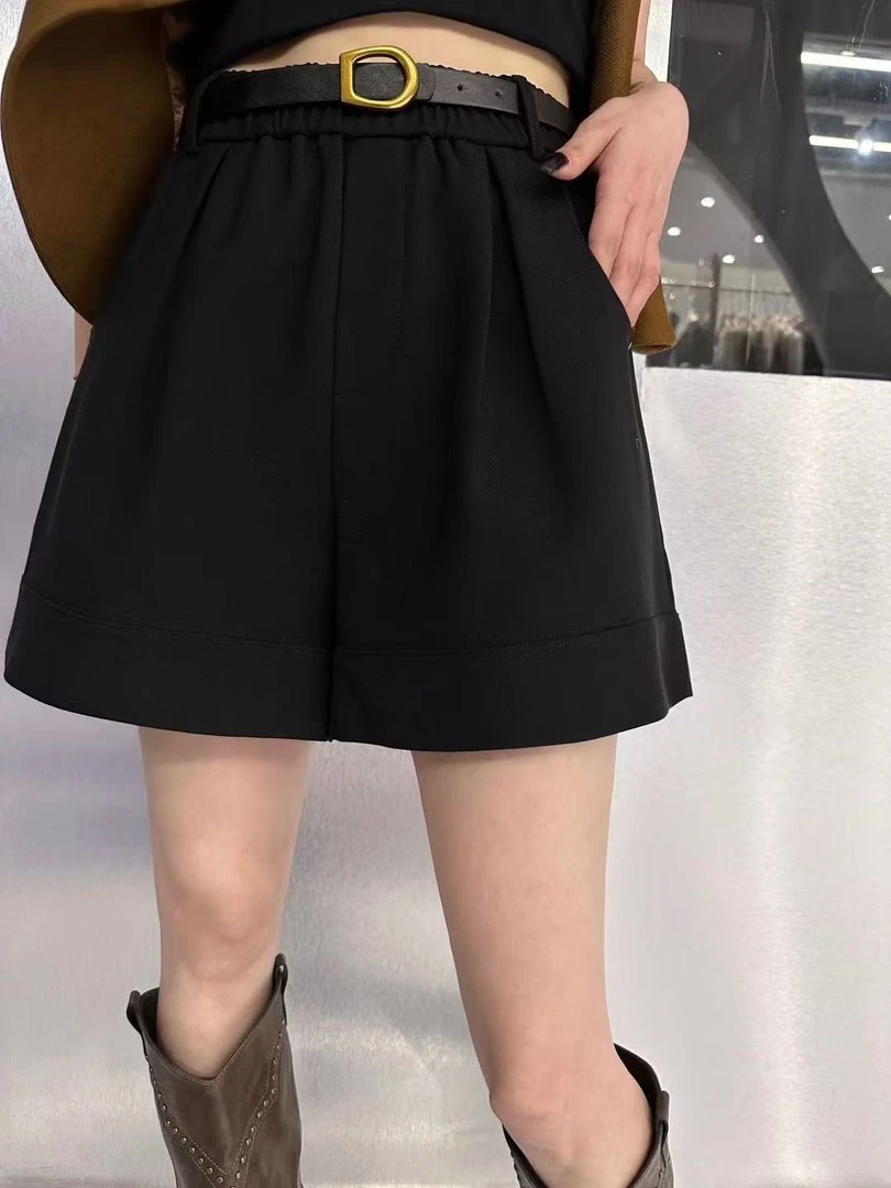 高腰休闲裤女夏季2025新款气质百搭阔腿裤短款裤子C022