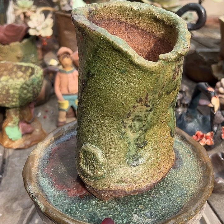 手工粗陶高温花盆