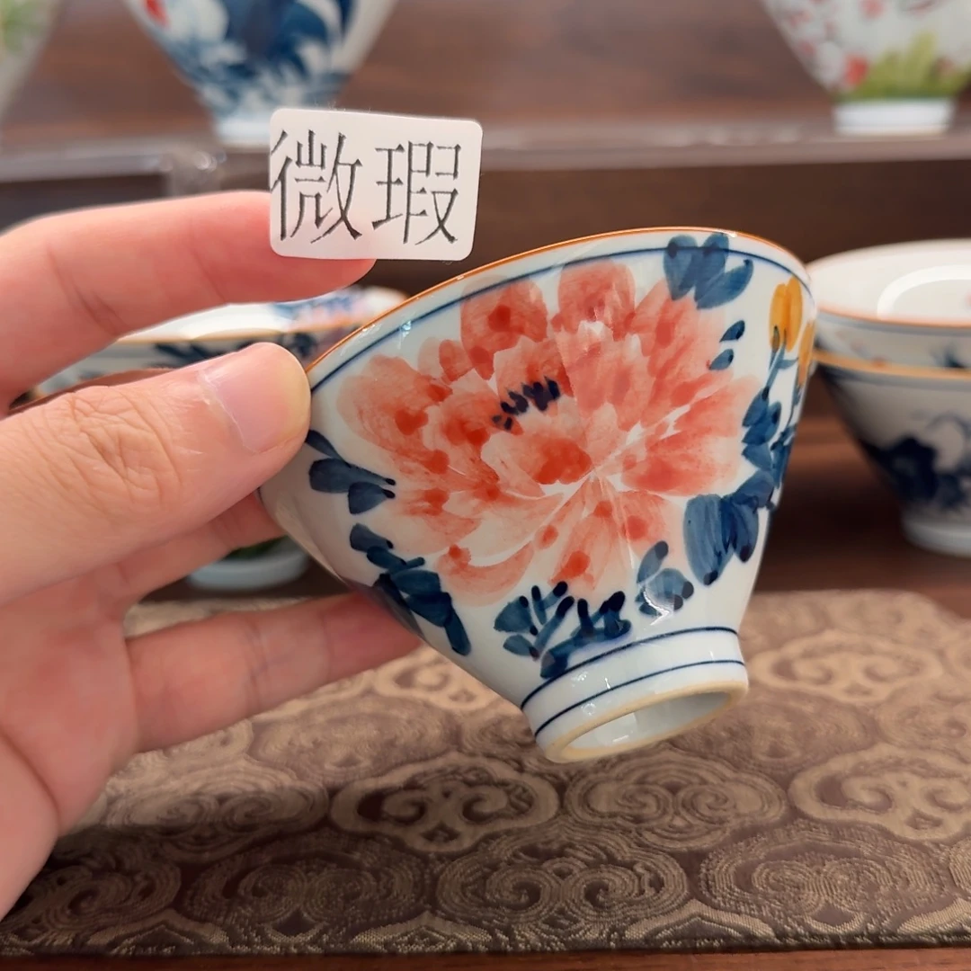 釉下手绘茶具微瑕