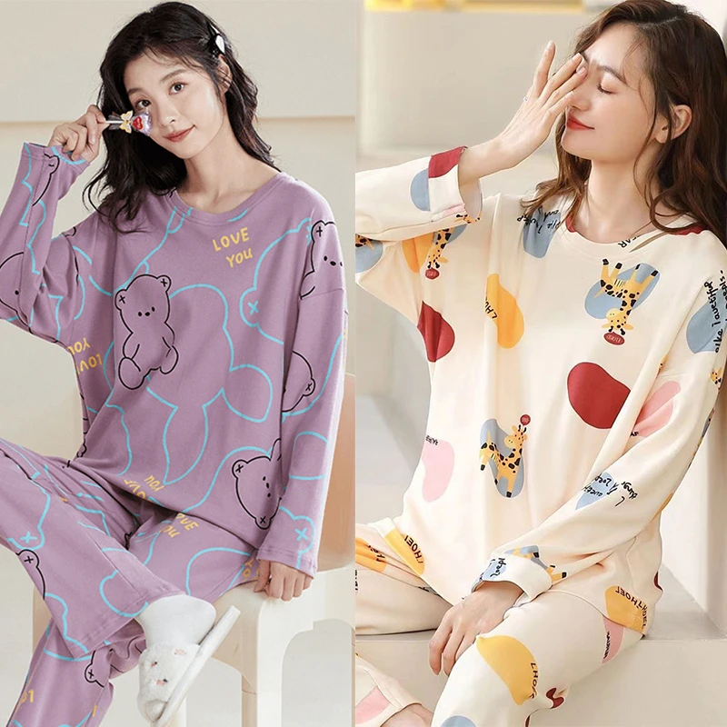 【买一套送一套】2025春秋冬居家长袖睡衣卡通圆领家居服套装舒适款