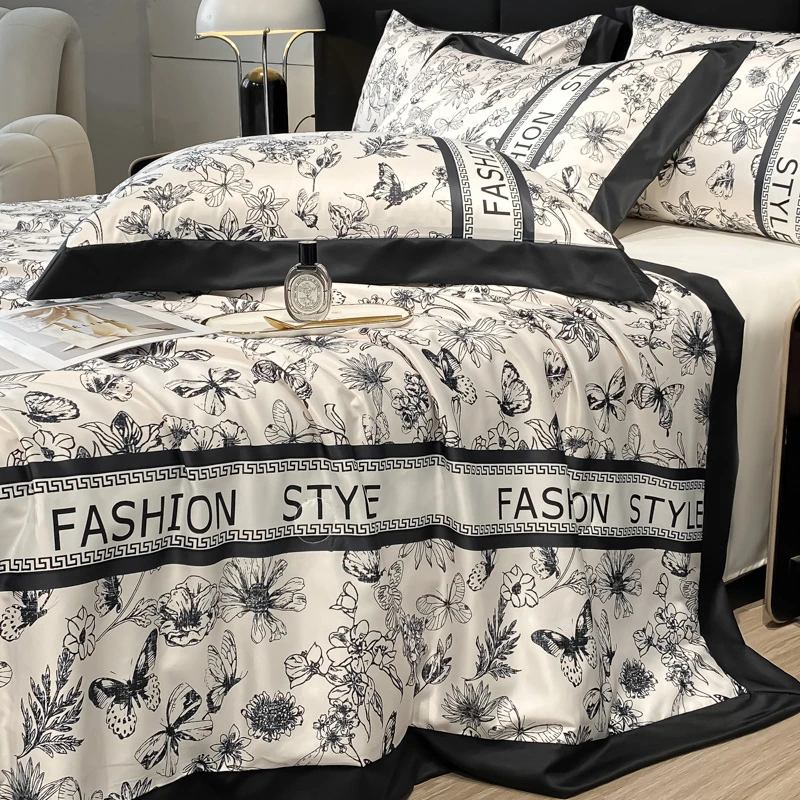 夏季水洗冰丝印花夏被子被芯轻奢夏凉被空调被凉感被子被芯床套件