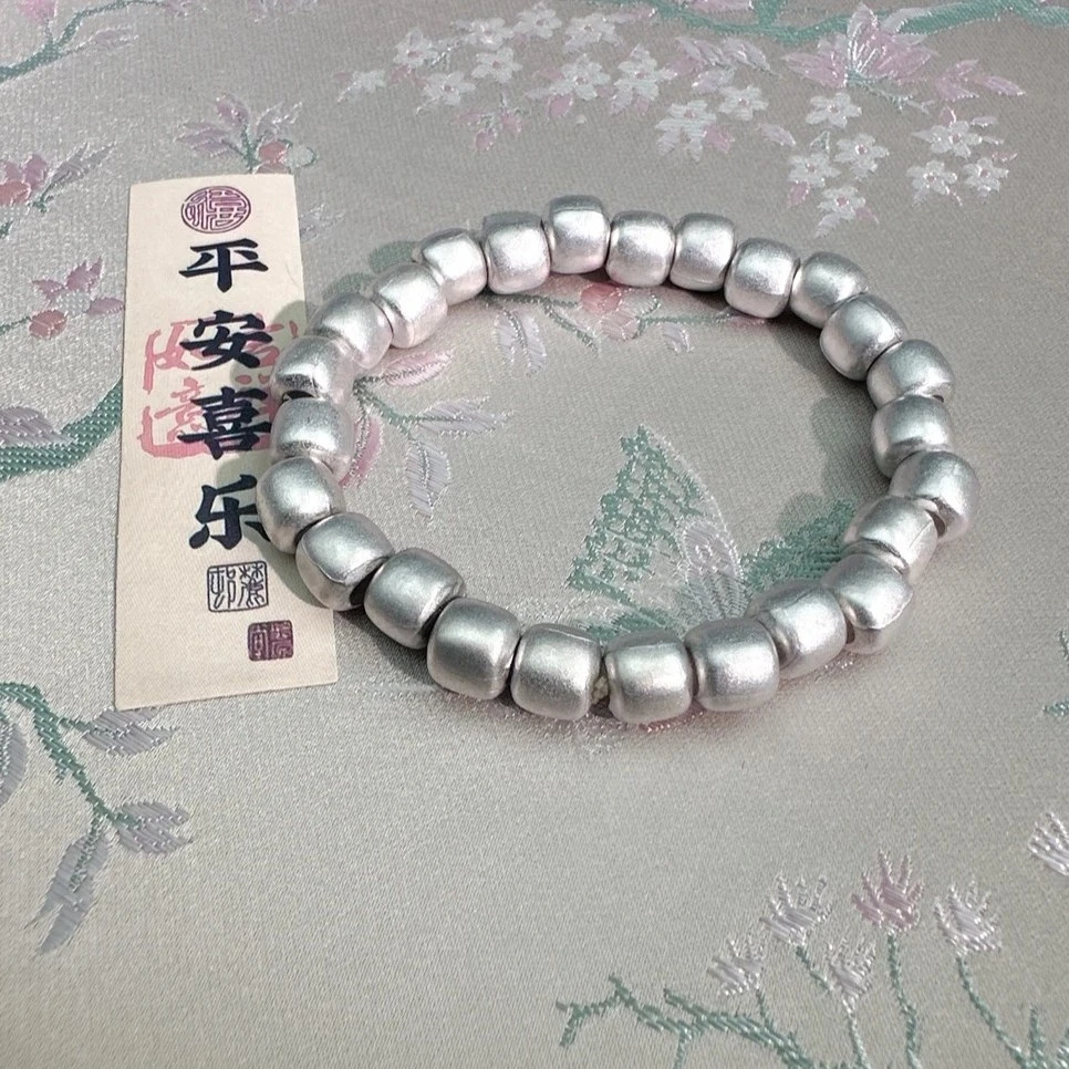 足银手镯 Z75古法手链足银9999纯银手镯女新款时尚老型珠手链银