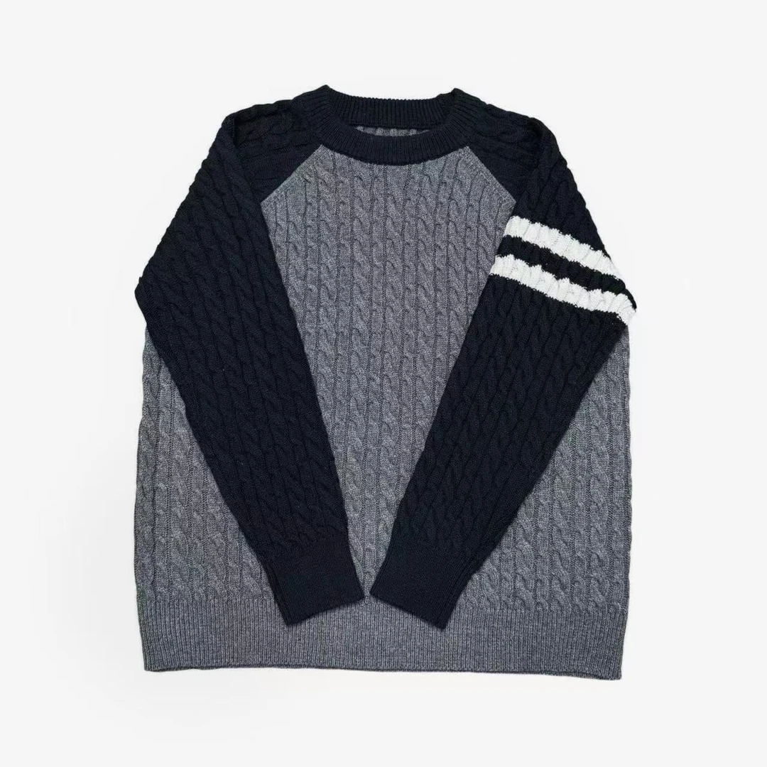 [N]蓝灰插肩潮流时尚针织圆领秋冬时尚儿童毛衣（暖暖冬日）