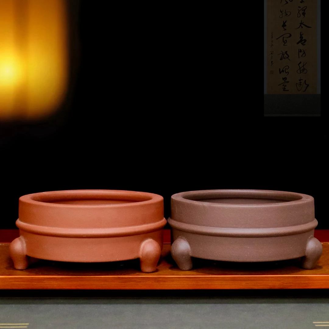 特价捡漏精品紫砂花盆三足小多肉菖蒲专用盆景盆金弹子文人绿植盆