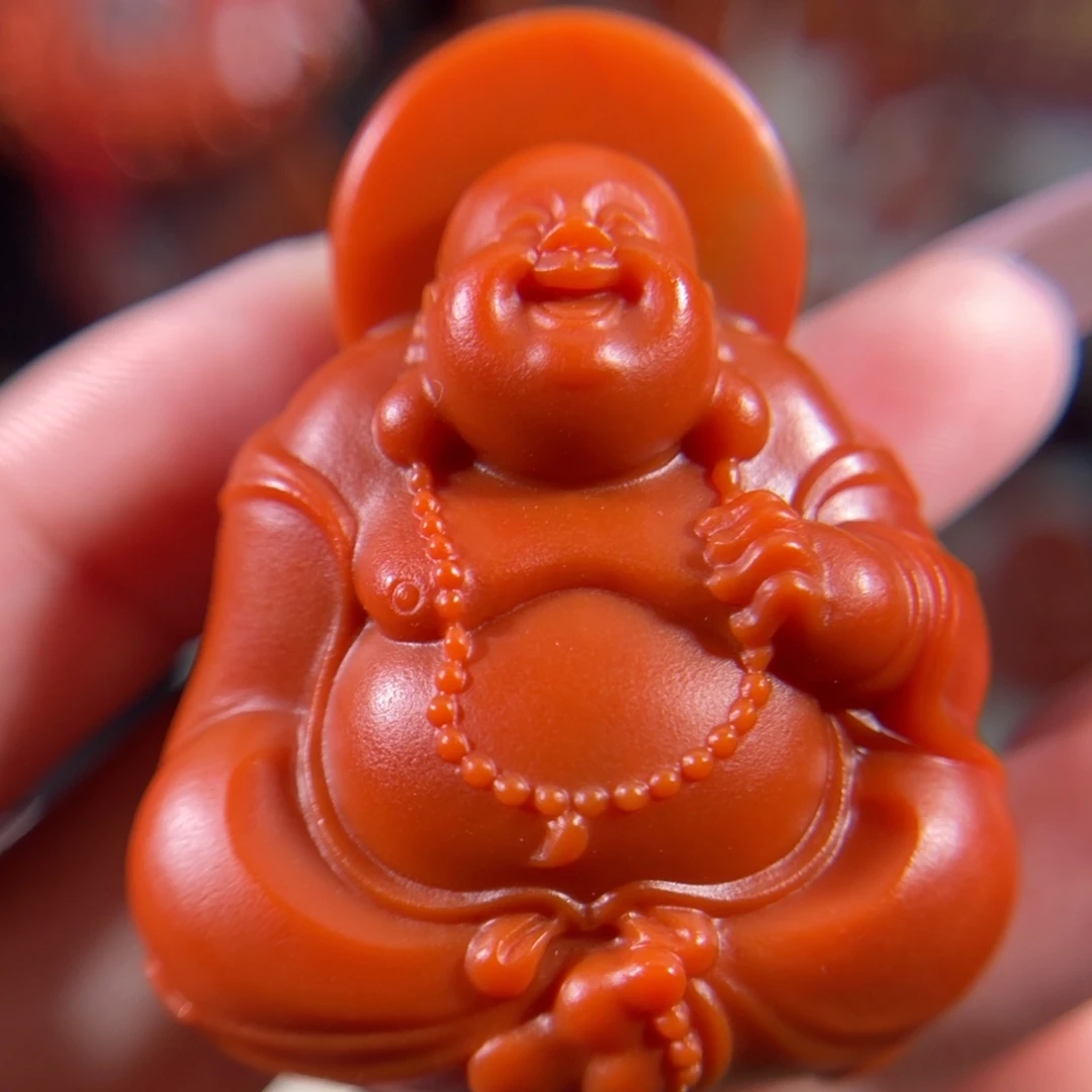 南红玛瑙未镶嵌笑口常开弥勒45.1*35.8