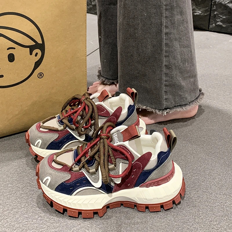 小蛮腰厚底华夫阿甘鞋2025新款秋季网红超火运动休闲百搭老爹鞋女