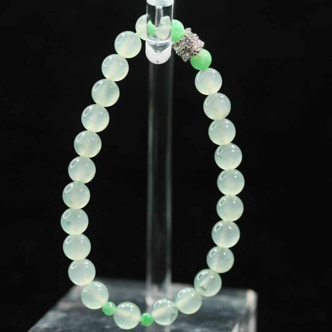 15天然缅甸翡翠A货高冰设计款手串/700240保利厦门拍卖