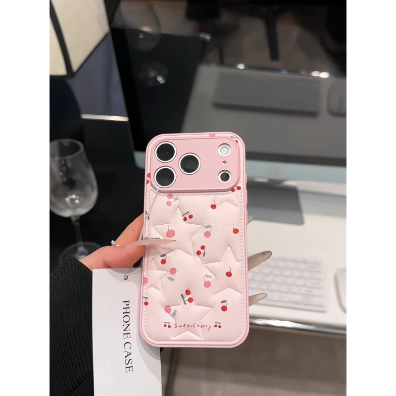 樱桃适用苹果17pro手机壳16pm肤感五角星ins风华为mate70女小米15