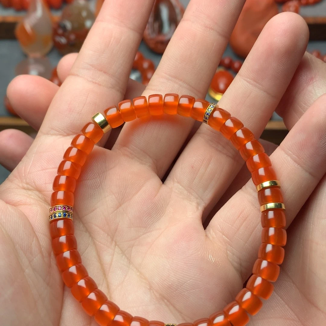 南红玛瑙未镶嵌1小庄冰红直切单圈