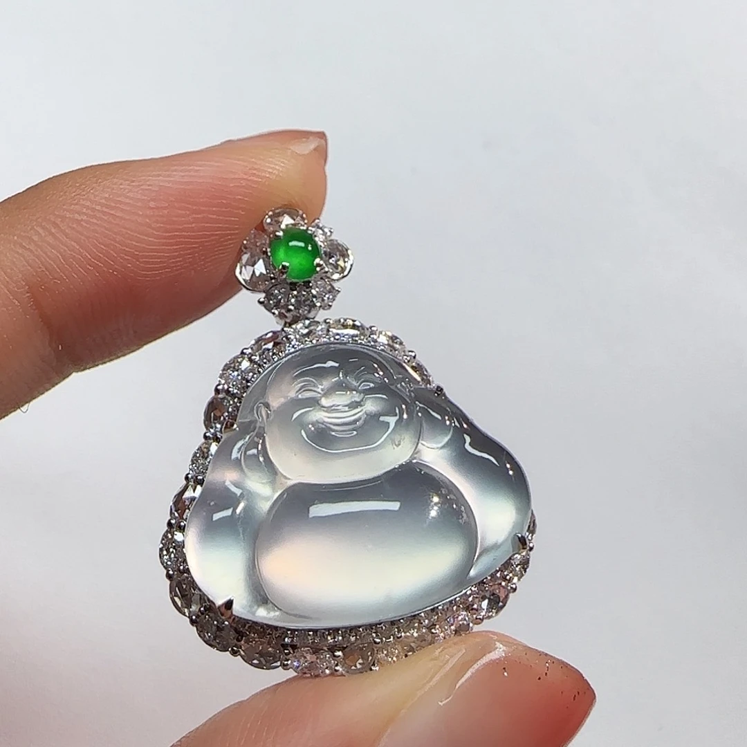 翡翠18K金镶嵌吊坠(不含链)佛公