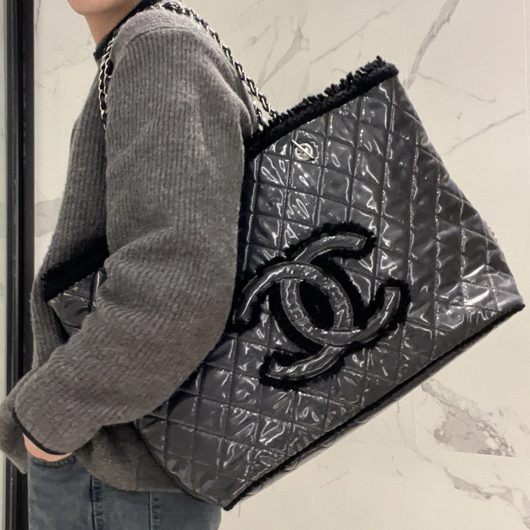 95新 Chanel/香奈儿 【涛】 53AD12 黑色毛呢托特