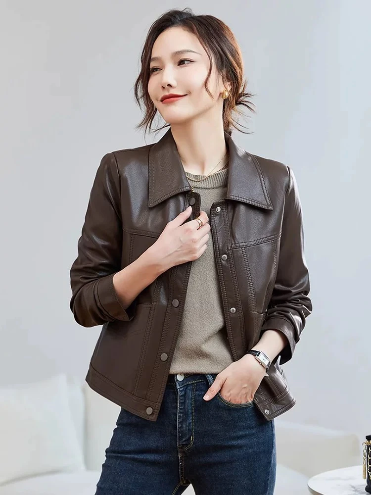 大美小美 微胖MM短款皮衣夹克秋冬休闲皮外套