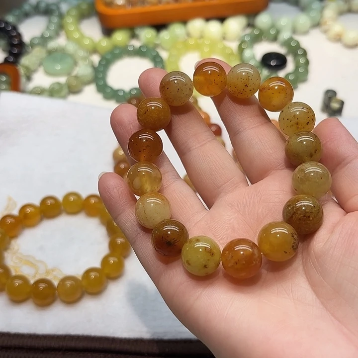 小***鱼蛇纹石玉未镶嵌手串