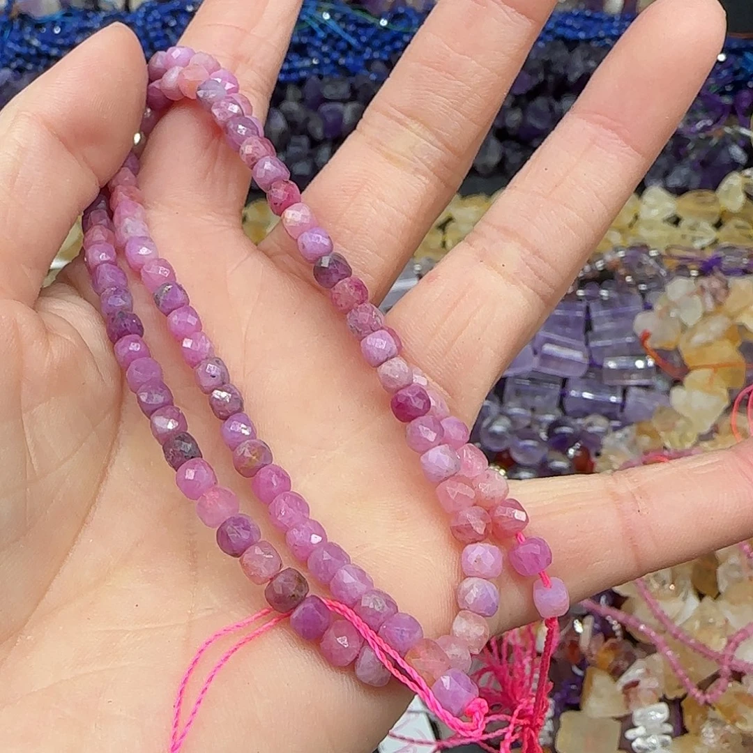 玛瑙/玉髓珠宝半成品合金红宝4mm一条方糖