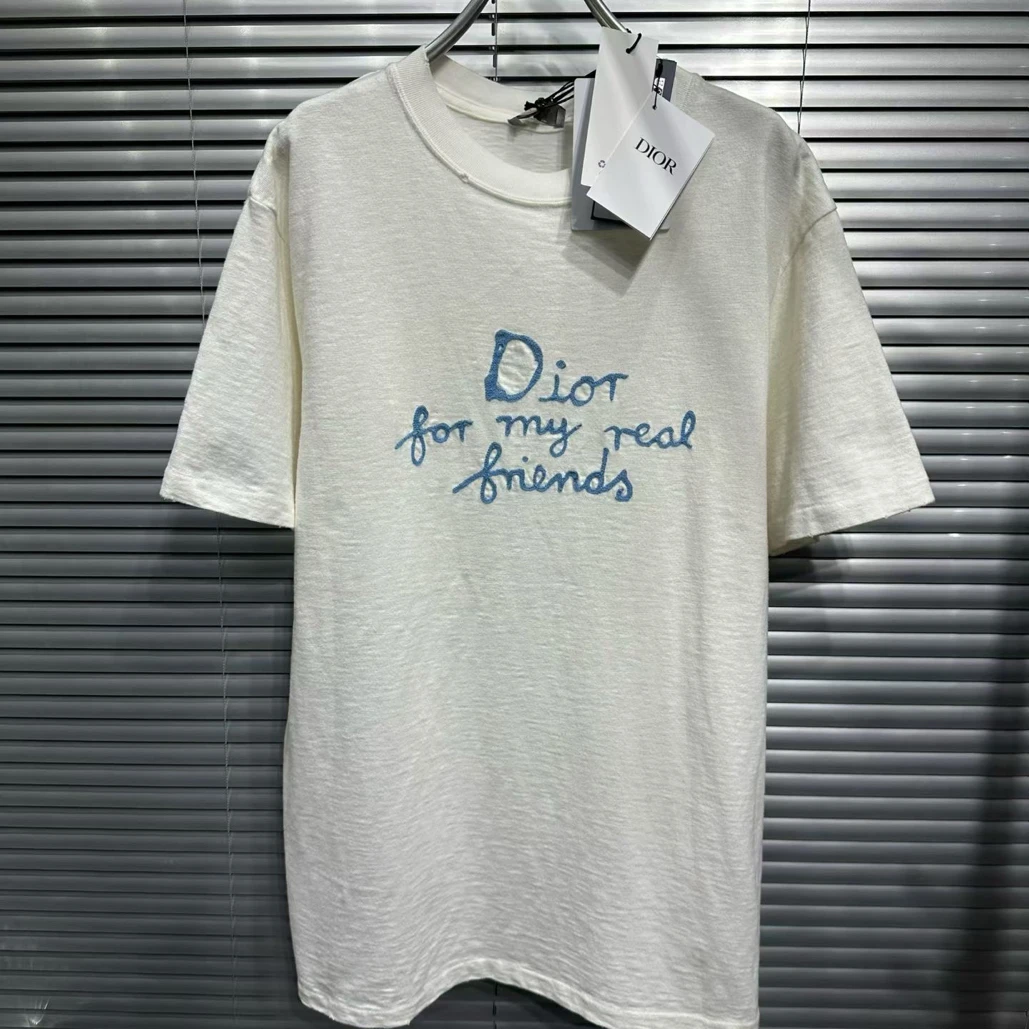 未使用 DIOR/迪奥 25草写刺绣白色破坏短袖/m码