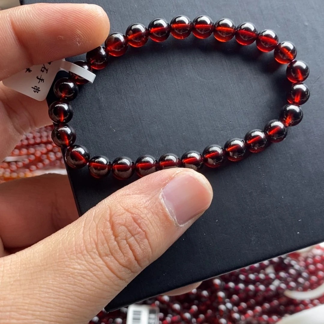 未镶嵌石榴石手链7mm鸽血红
