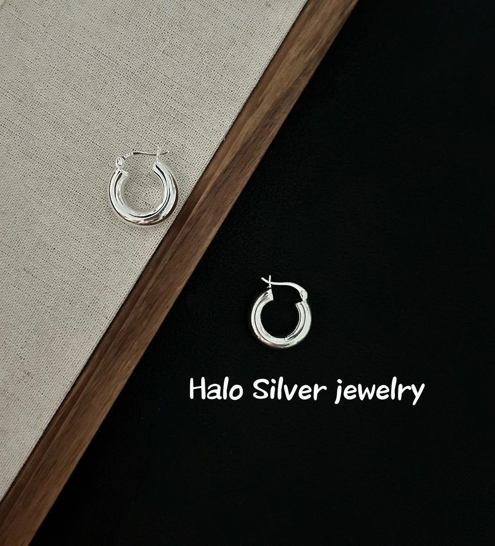 925银耳饰 《胖圈》圆圈耳环气质百搭小众简约素圈个性ins韩版轻奢