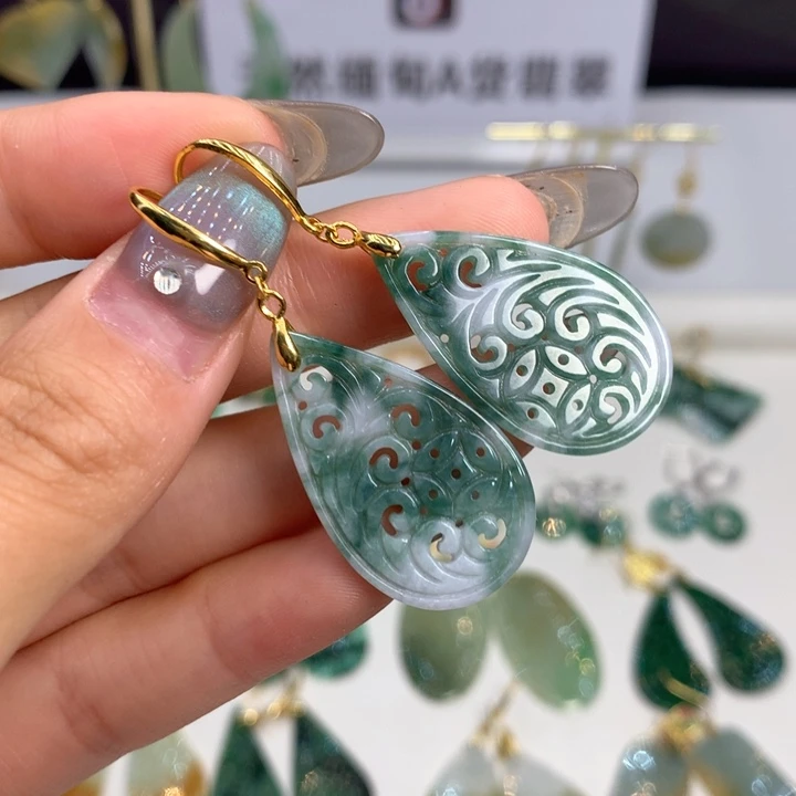 翡翠银S925镶嵌耳饰耳饰