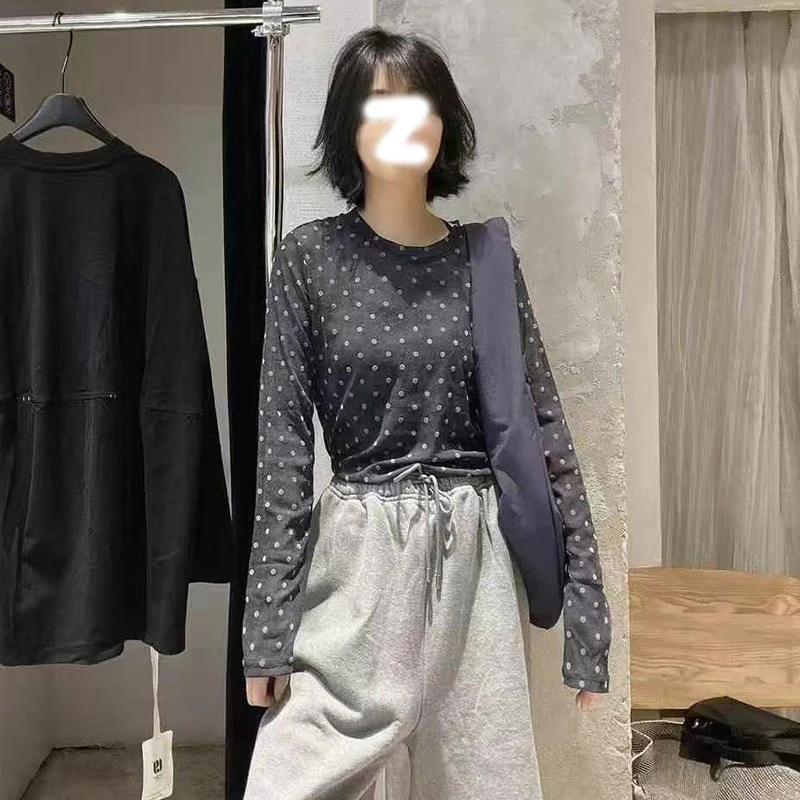 小个子波点长袖欧货防晒T恤女夏季2025年新款高级感复古罩衫上衣