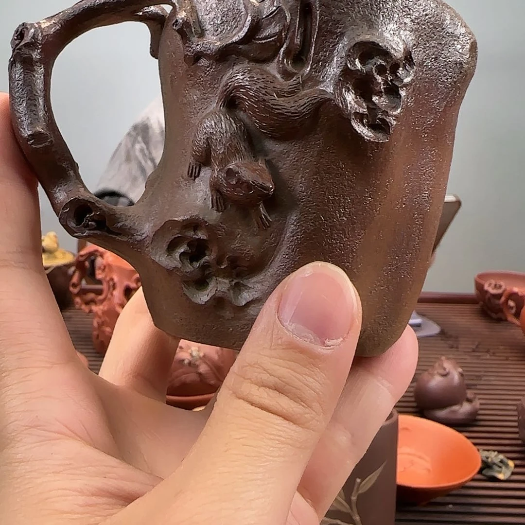茶杯紫砂千*松鼠葡萄柴烧