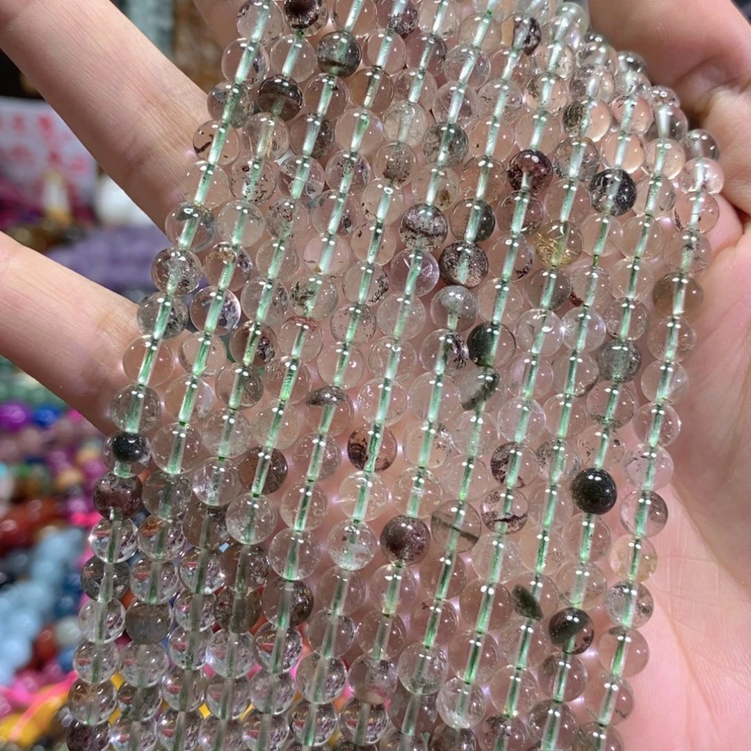 未镶嵌玛瑙/玉髓珠宝半成品绿幽灵一条卡6mm