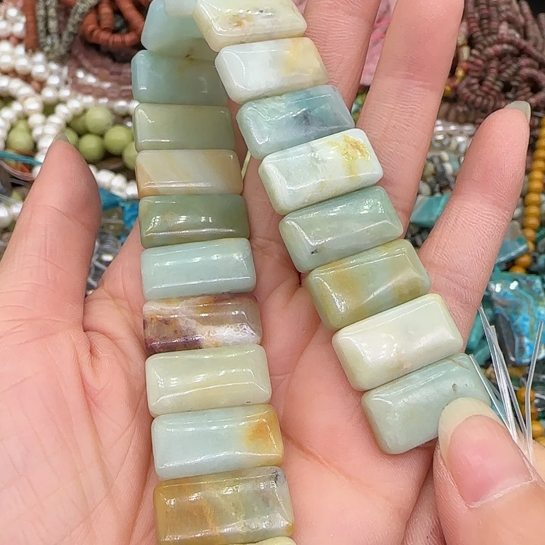 合金玛瑙/玉髓珠宝半成品亚马逊石10-20mm半条