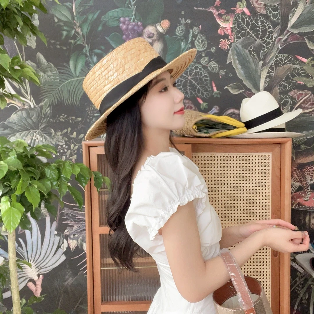 56-60cm春夏新款麦秆织带手工编织草帽  雪雪1305