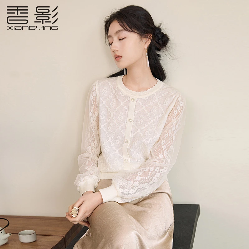 N851162毛针织衫 香影欧若新中式新中式国风针织衫女2025春季新款