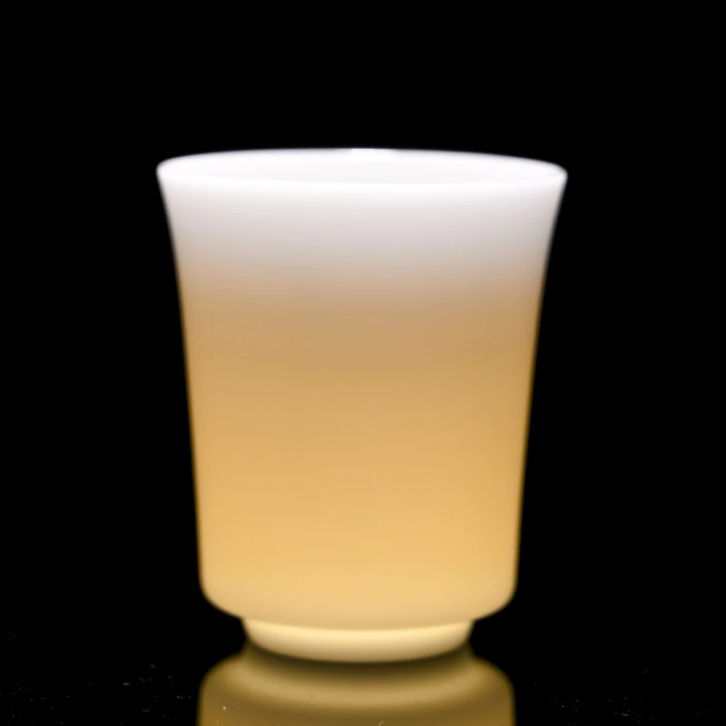 冰种玉瓷功夫茶杯高档德化羊脂玉纯色通透小茶杯主人杯家用待客杯