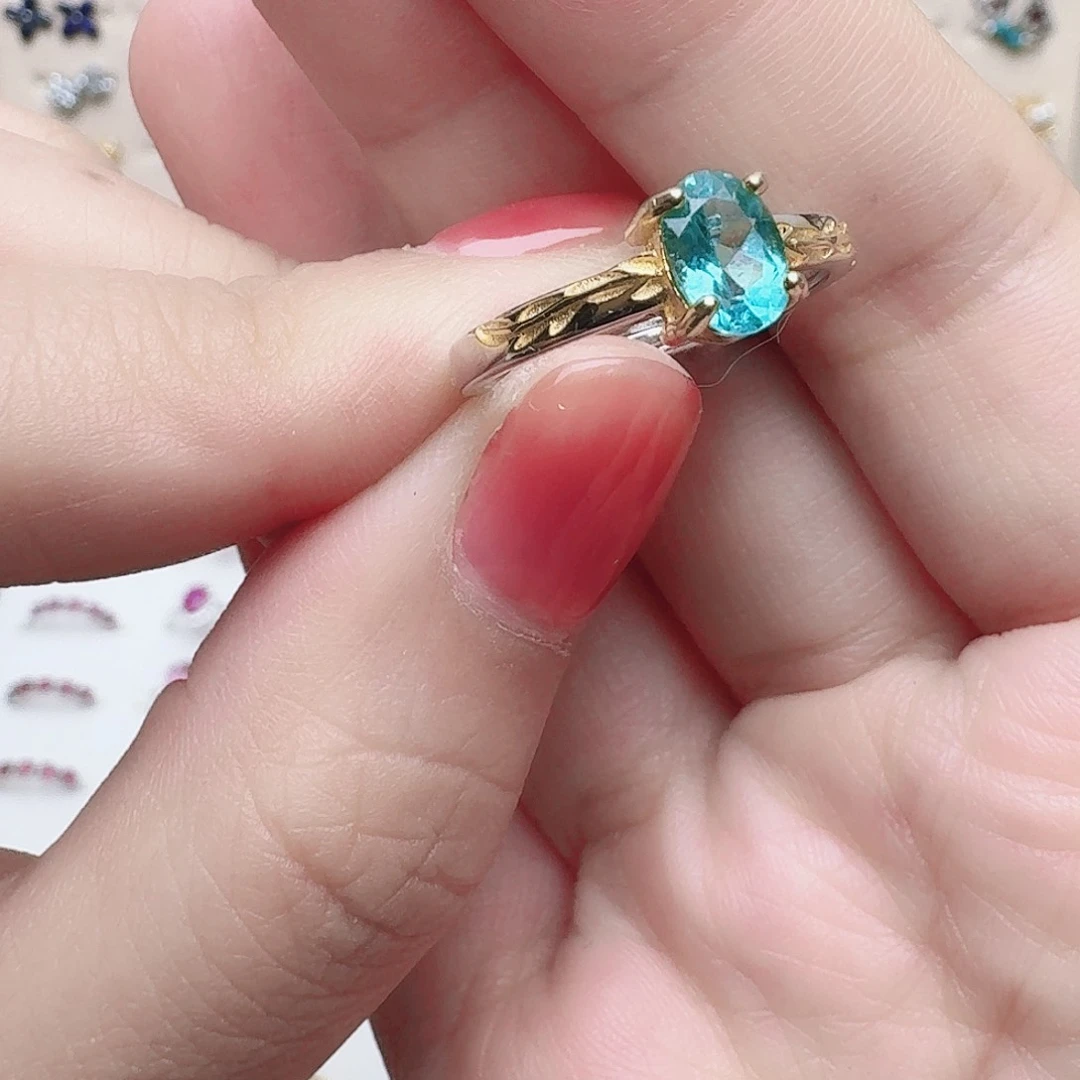 磷灰石戒指银S925镶嵌