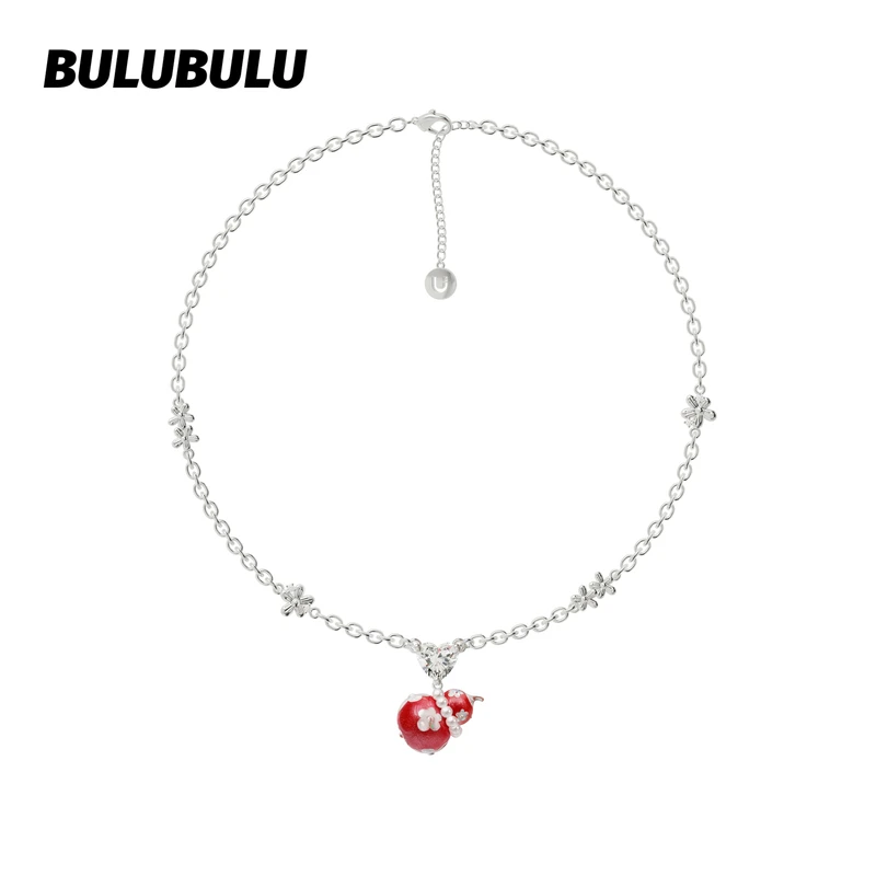 铜合金合成锆石项链 小葫涂系列红色原创新年葫芦吊坠项链新中式