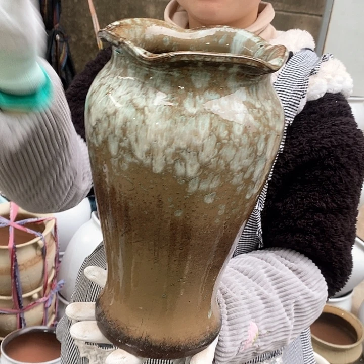紫砂花盆瑕疵口17高30瑕疵