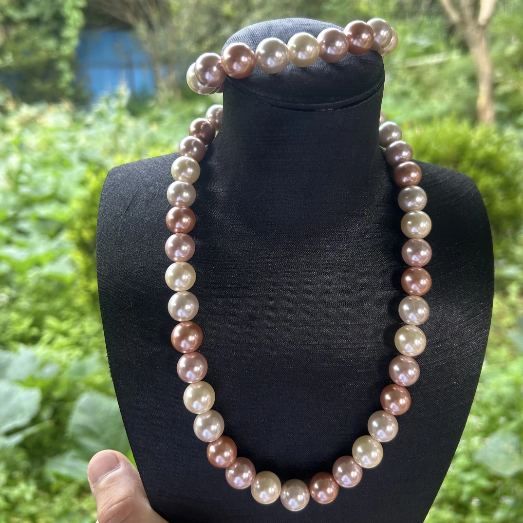 D48【阿东专属定制类】【炫彩粉)【12mm项链➕12mm手串一整套】