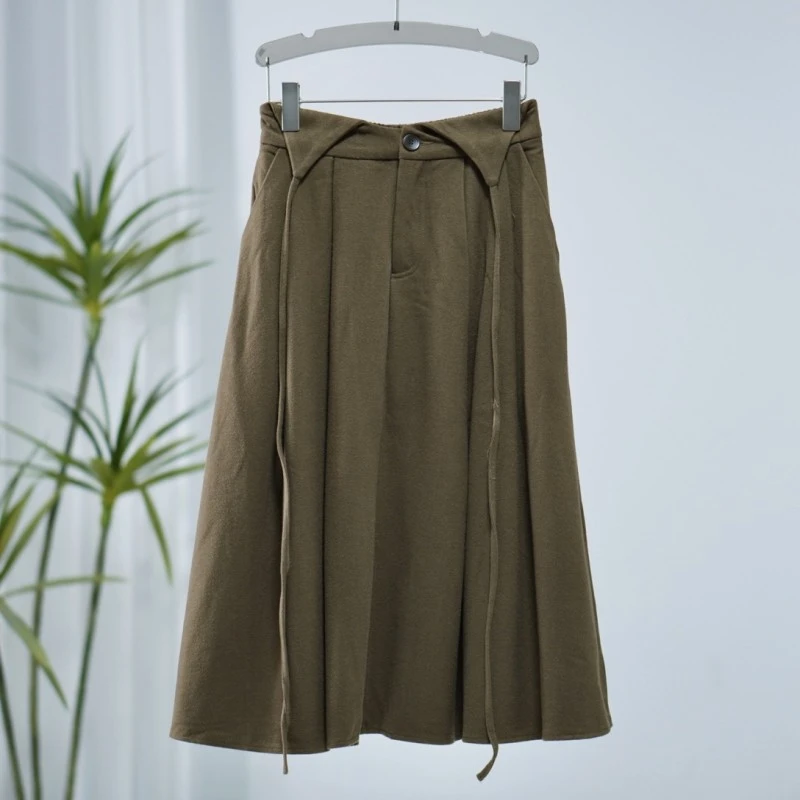 【诗M】O-661  女装时尚吊带两穿式长半裙咖啡色2513023