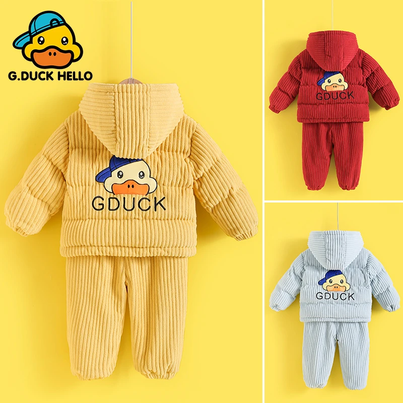 【小治童装】冬季加绒加厚新款百搭时尚男女童外套原创过冬棉衣套装