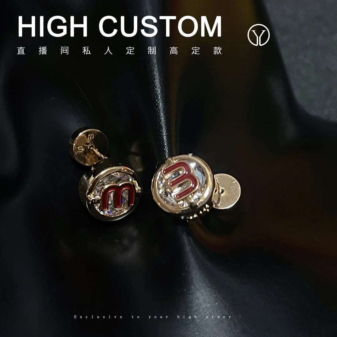 铜合金合成锆石耳饰 CZ 213 牛牛圆形耳钉