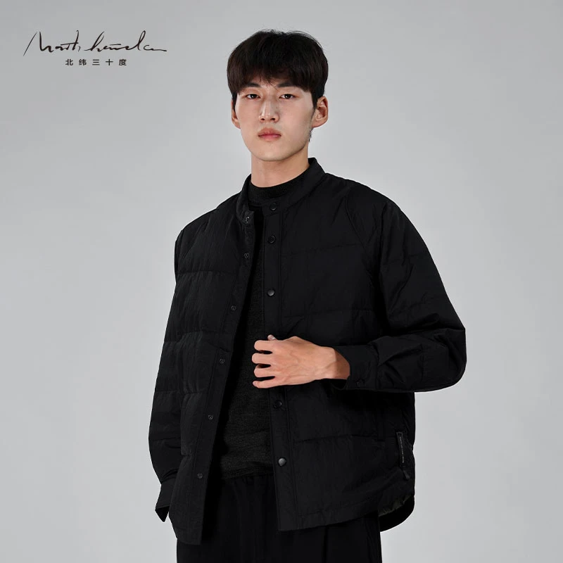 北纬三十度轻薄羽绒服男装秋冬中式小圆领休闲宽松百搭时尚羽绒服