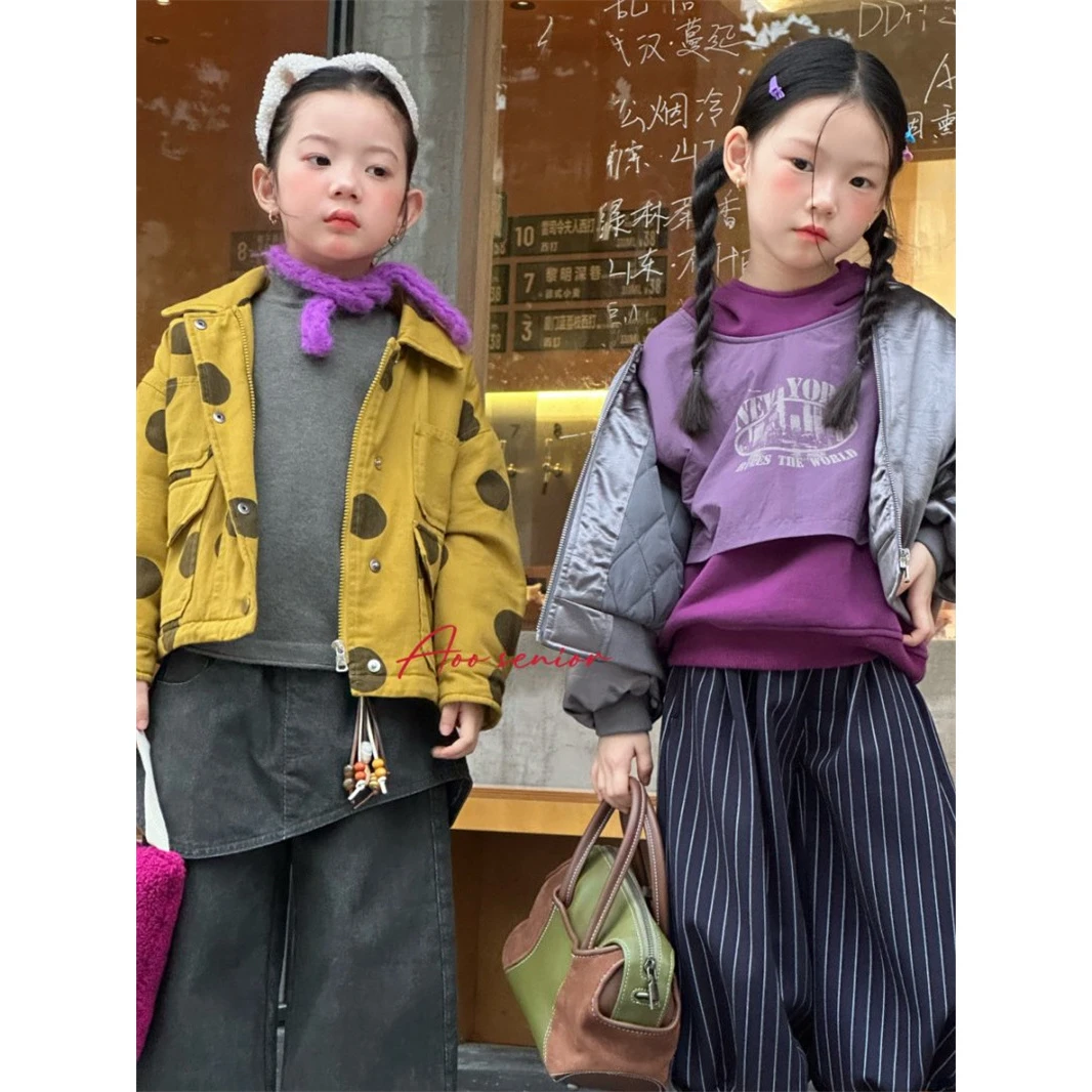 【美式嘻哈】Aoo·25冬~女童潮酷加绒字母连帽卫衣25D58051童装汉服