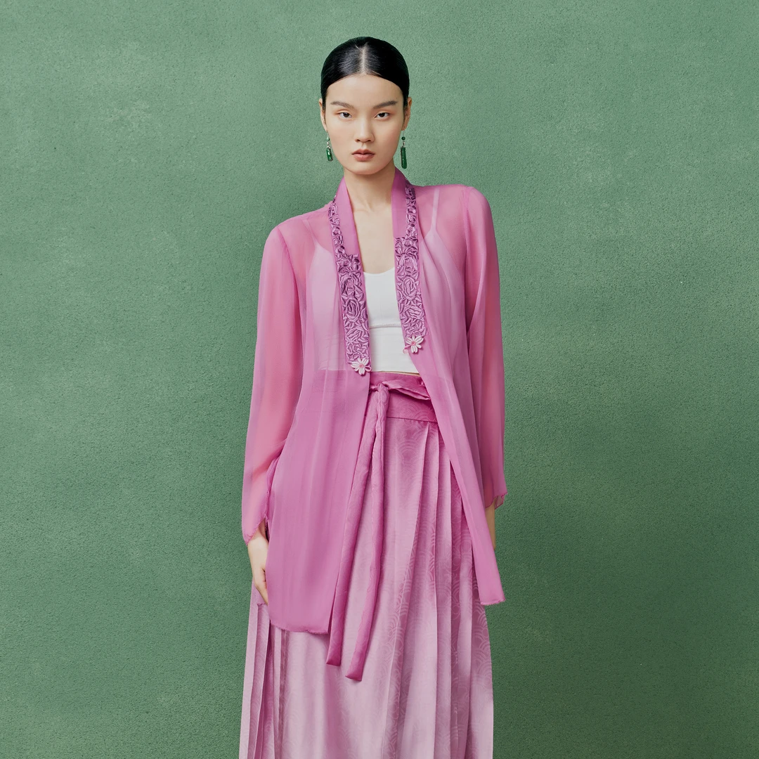 生活在左绣花轻凉真丝衫多色对襟新中式2025春季衬衫女1951114